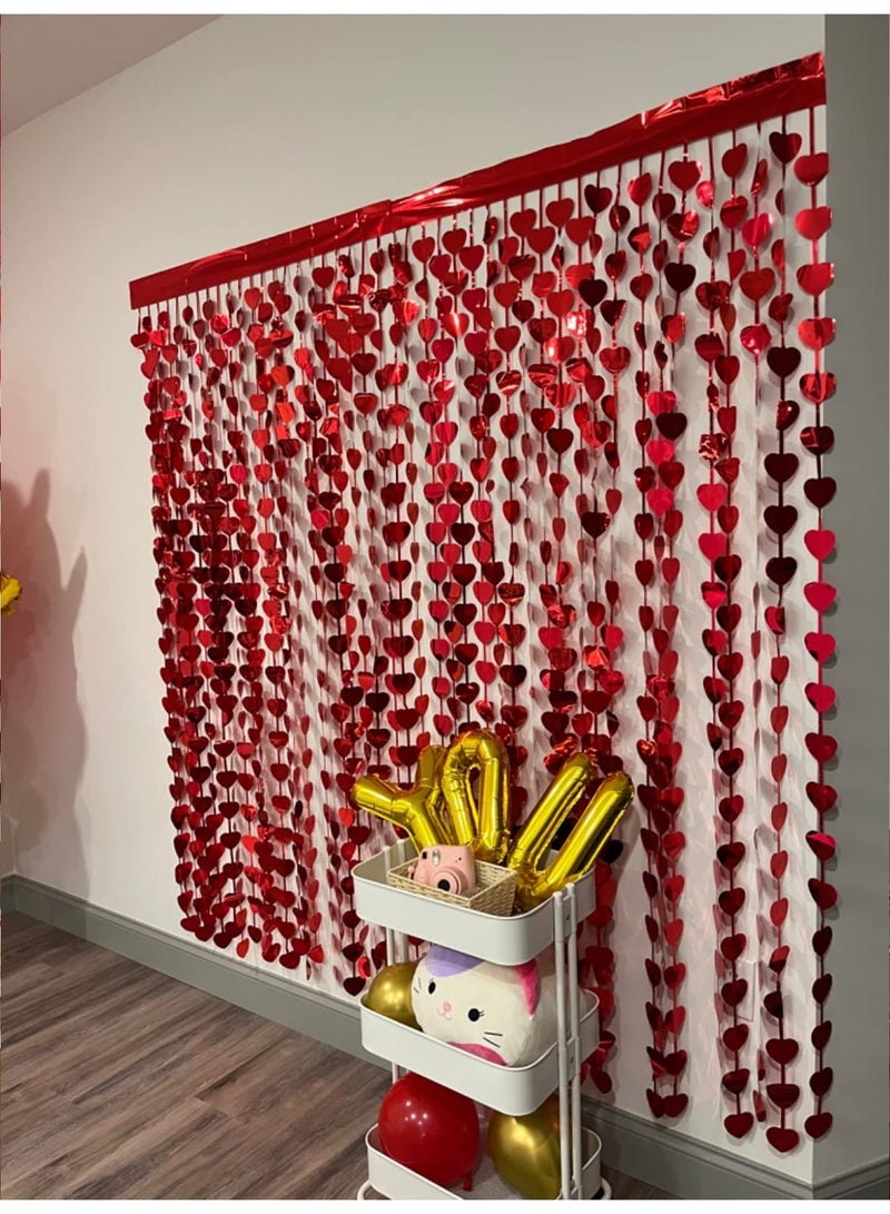 Valentine Heart Curtain Backdrop Red Hanging Decoration 100 x 200 cm - Image 1